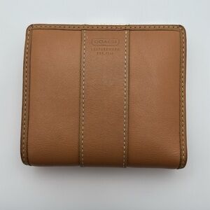 Vintage Coach Small Leather Bi-fold Compact Wallet w/Coin Purse Tan SGL